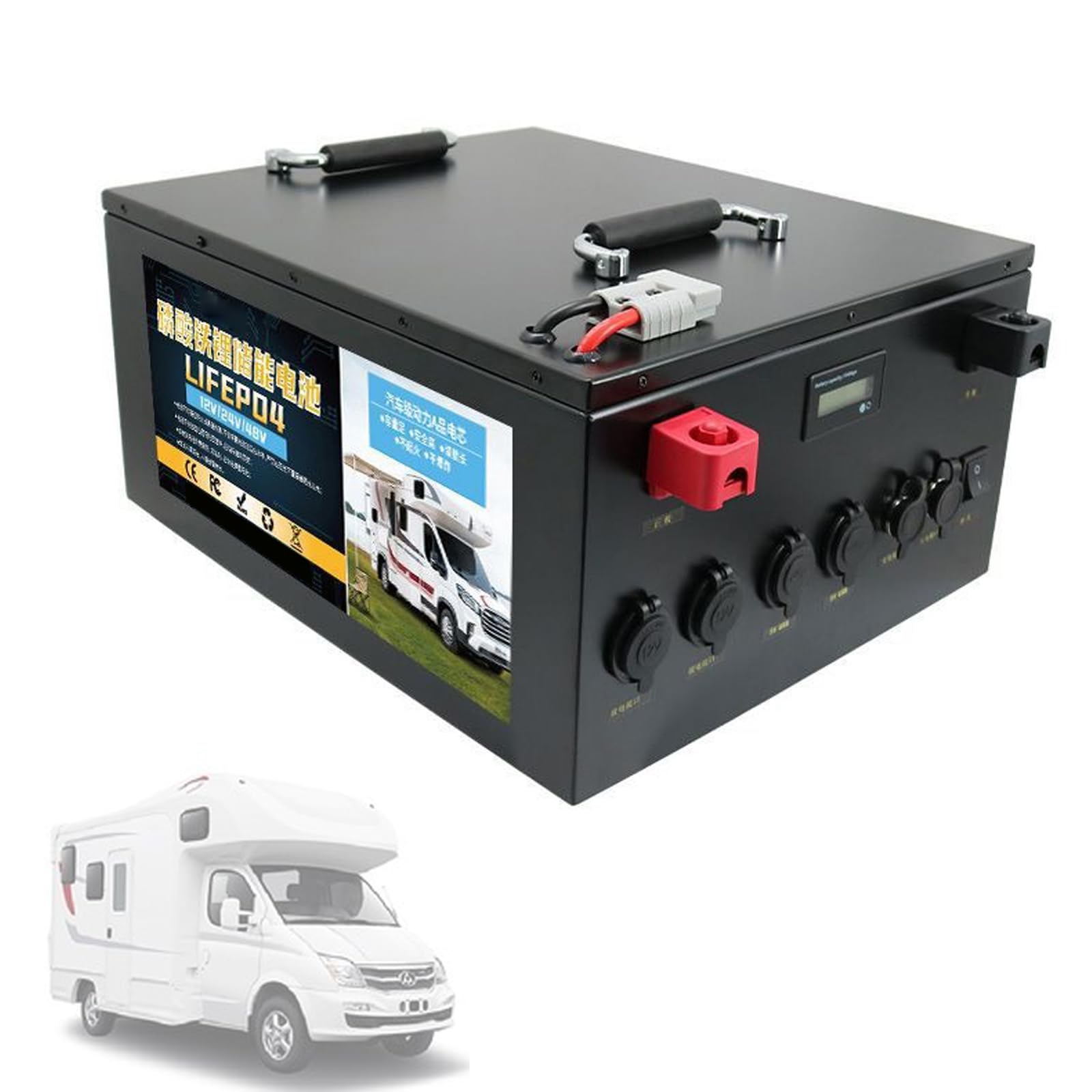 Akumulator litowo-żelazowo-fosforanowy, 12 V, 24 V, 100 Ah, 200 Ah, 300 Ah, 400 Ah, 500 Ah, idealny do magazynowania energii słonecznej i kamperów, niezawodne rozwiązanie dla turystów