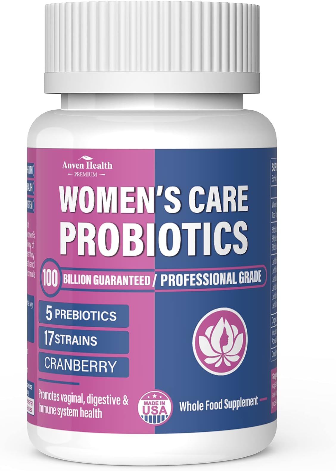 Probiotics for Women - Women's Probiotics Supplements with Organic Prebiotics & Cranberry to Help Maintain Yeast Balance, Digestive Immune Vaginal | Raw Probiotics 100 Billion CFU 17 Strains; 60 Caps