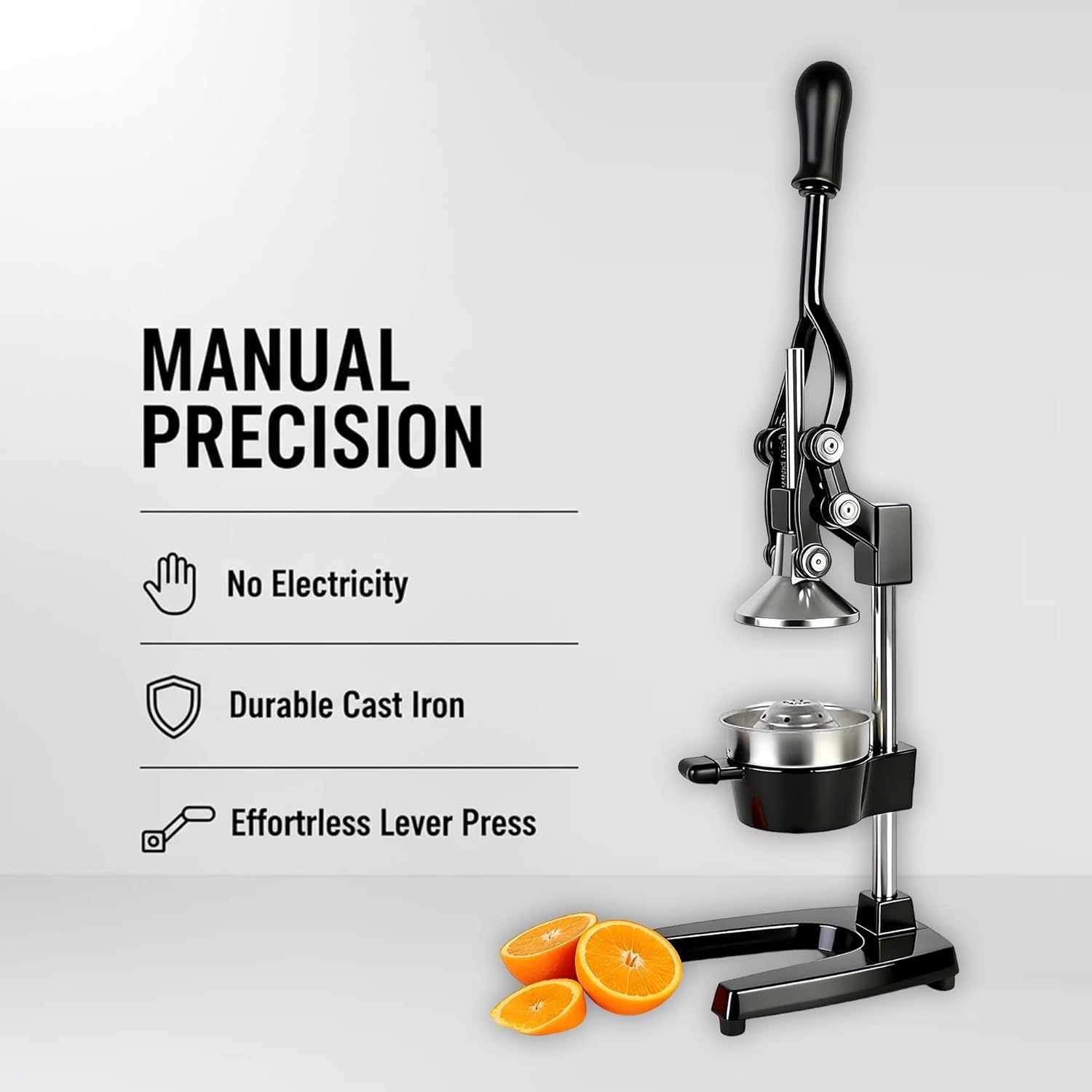 Zitruspresse Edelstahl Robuste Gusseisen Manuelle Saftpresse, Saftpresse Manuell ohne Strom & Originalgeschmack, Orangenpresse Manuell, Entsafter Manuell Obstpresse Zitronenpresse Handpresse