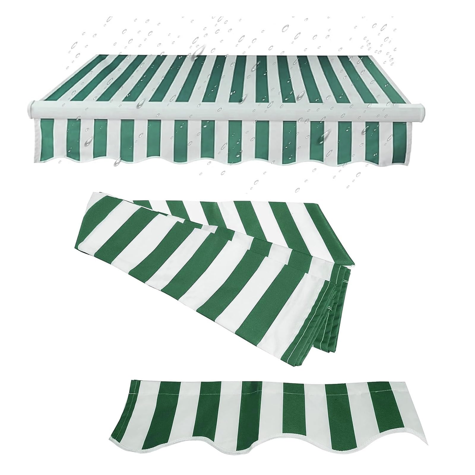 Retractable Patio Awning Replacement Fabric (Fabric Only), Patio Awning Fabric Replacement, Water-Resistant Polyester Replacement Canvas for Awnings, Deck, Balcony, Yard, Durable Polyester(Green,6x1.5