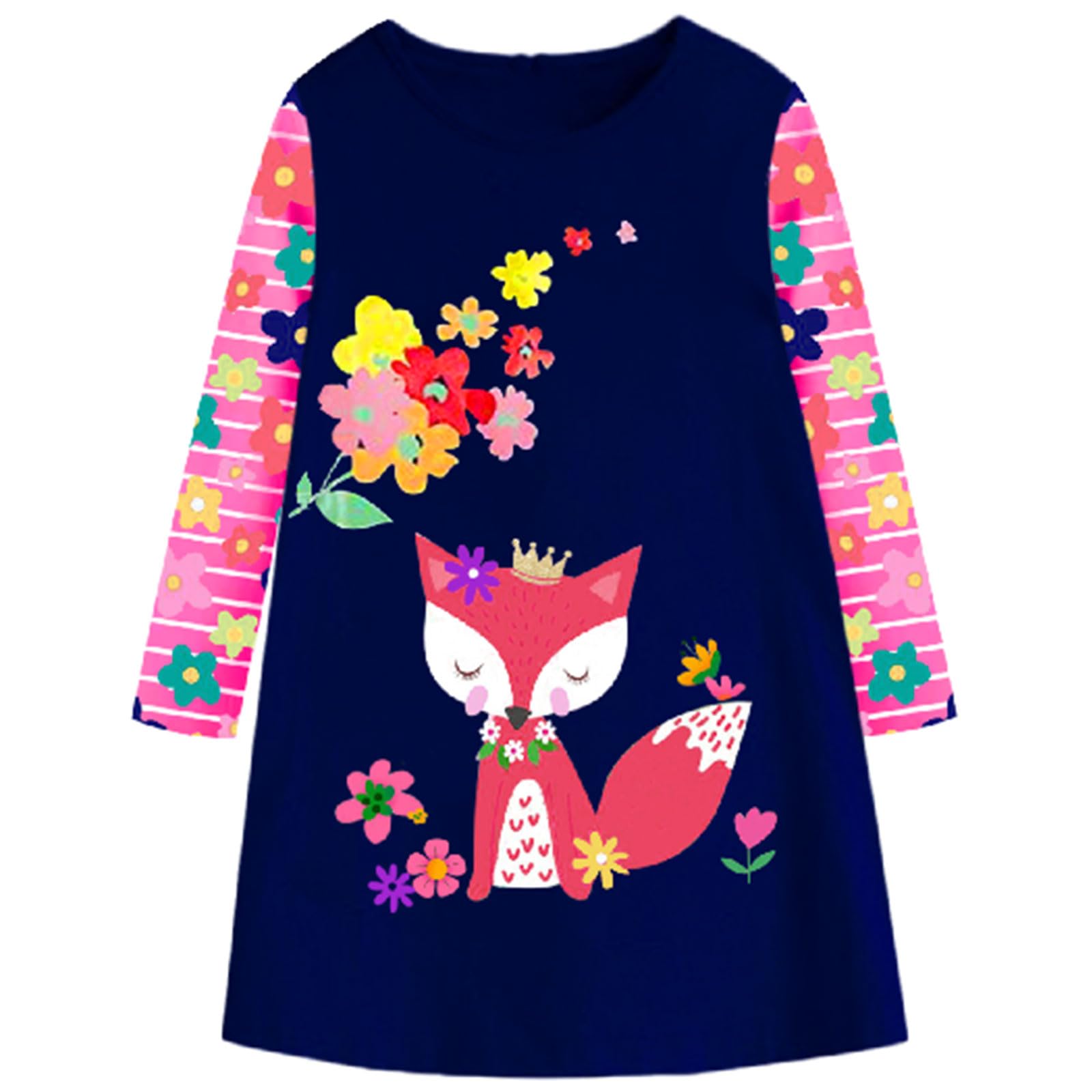 VIKITA Vestido para Niñas Manga Larga Algodón Princesa Casuales Bebe Niñas 2-8 años — view 16