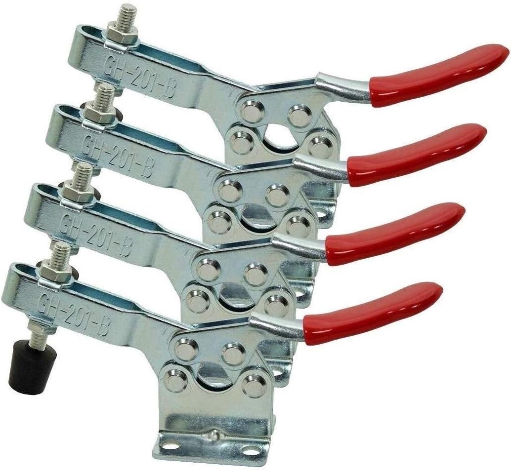 COLJOY 4 PCS Toggle Clamp 201B Hand Tool 198Lbs Holding Capacity Antislip Horizontal Heavy Duty Toggle Clamp Tool