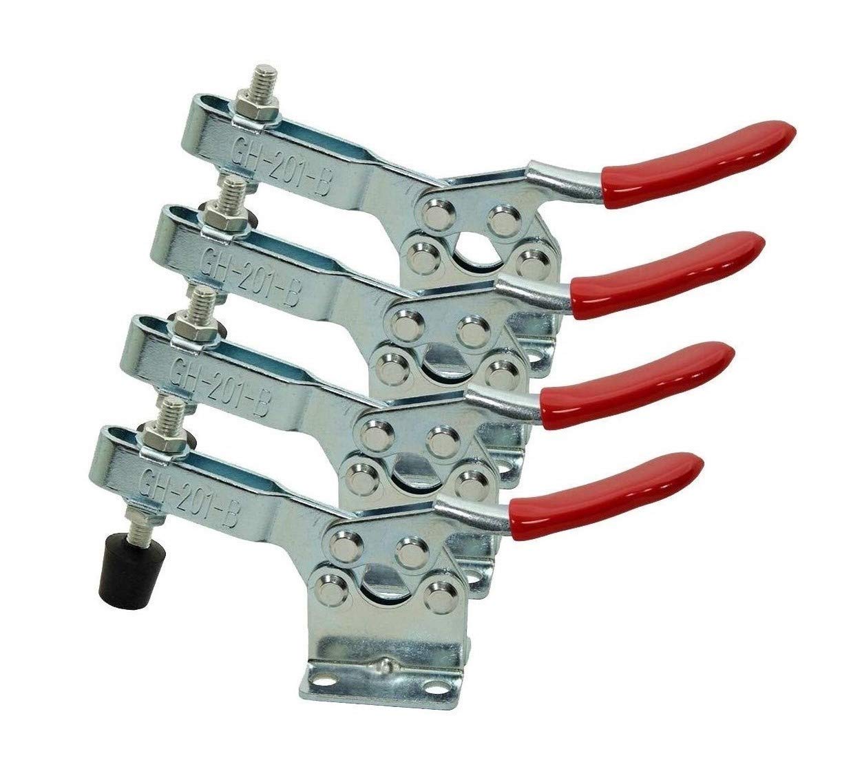 COLJOY 4 PCS Toggle Clamp 201B Hand Tool 198Lbs Holding Capacity Antislip Horizontal Heavy Duty Toggle Clamp Tool
