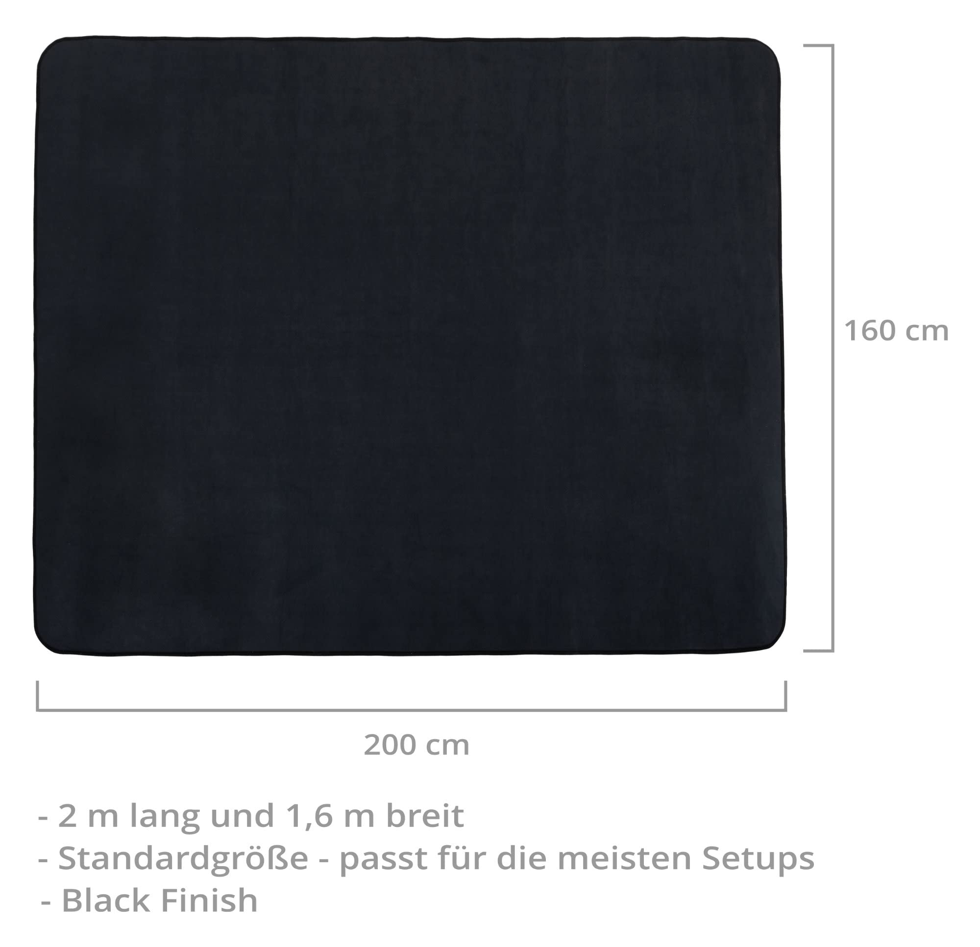 Stagecaptain DTB-1620 BK Tappeto per batteria nero 160x200 cm, superficie a tessitura fitta, fondo antiscivolo, fascia a strappo e borsa per trasporto.