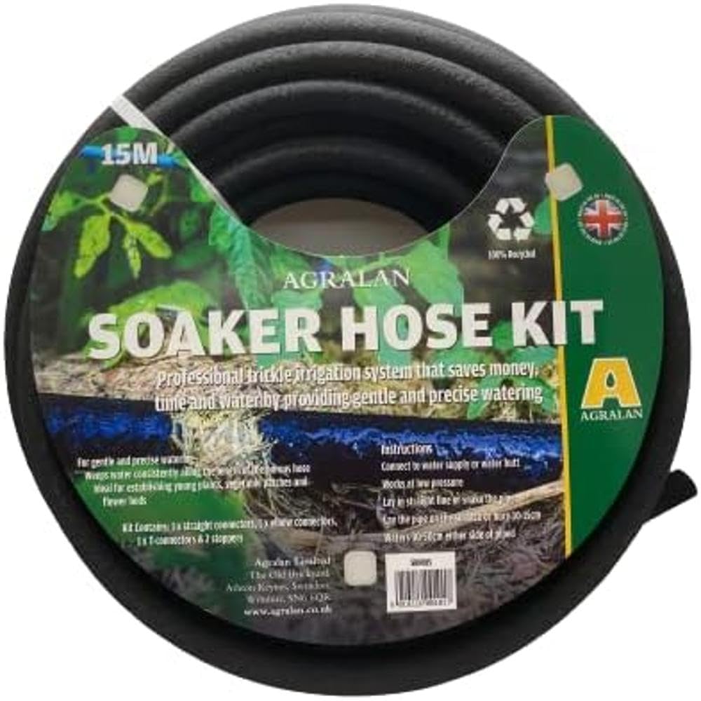 Agralan Porous Pipe Leaky Soaker Hose Kit | Outdoor Water Drip Irrigation | Flexible Lawn Garden Greenhouse Soil Watering |