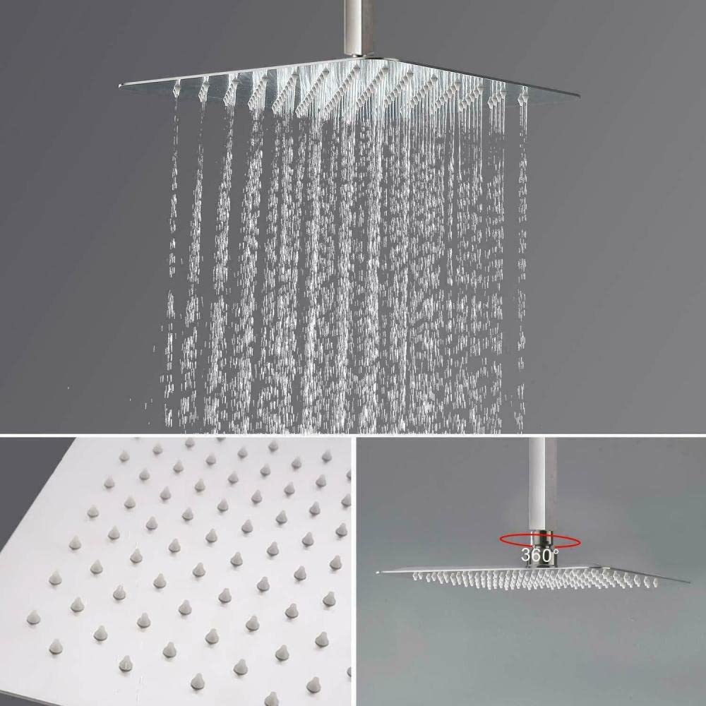 GGStudy Duscharmatur-Set Gebürstetes Nickel – Mit Regendusche, Handbrause, 25,4 Cm Duschkopf & Druckausgleichsventil