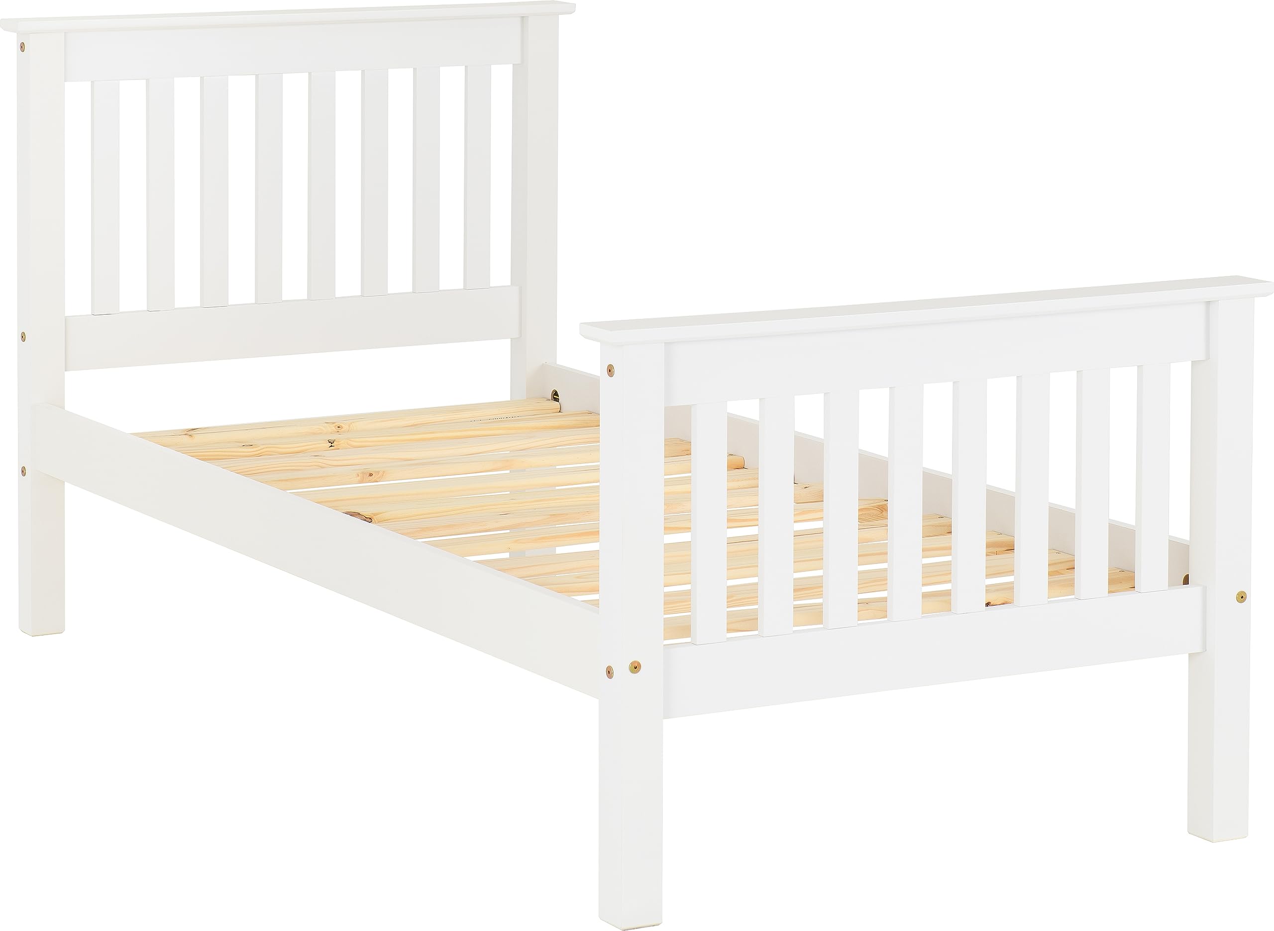 Seconique Monaco White Wooden Bed Frame High Footend - 3ft Single
