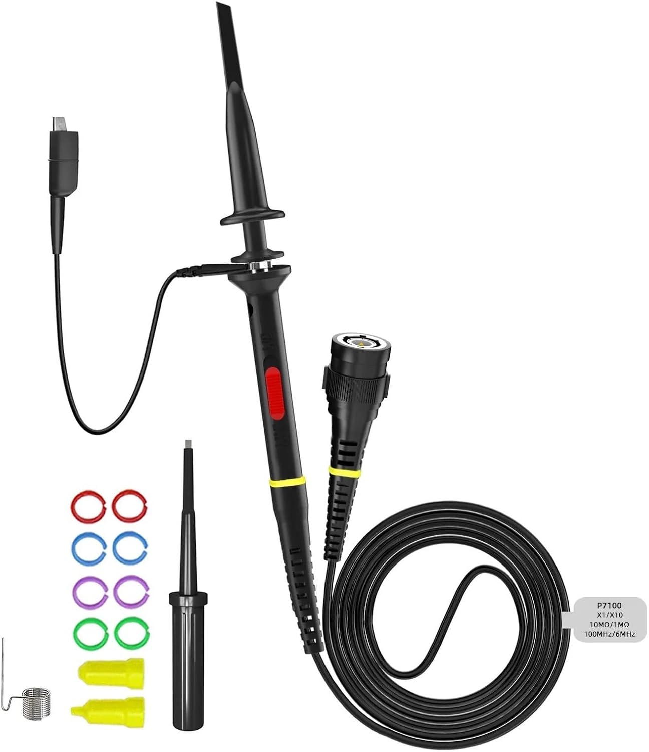 P7100 100Mhz BNC Oscilloscope Probe X1/X10 Switchable Attenuation Protective Cap Adjustment Capacitance Probes