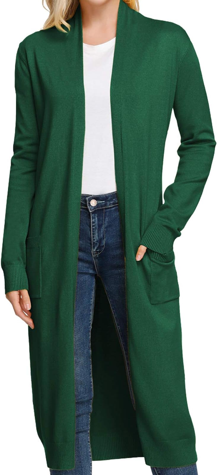 GRACE KARIN Essential Solid Open Front Maxi Long Knitted Cardigan Sweater for Women