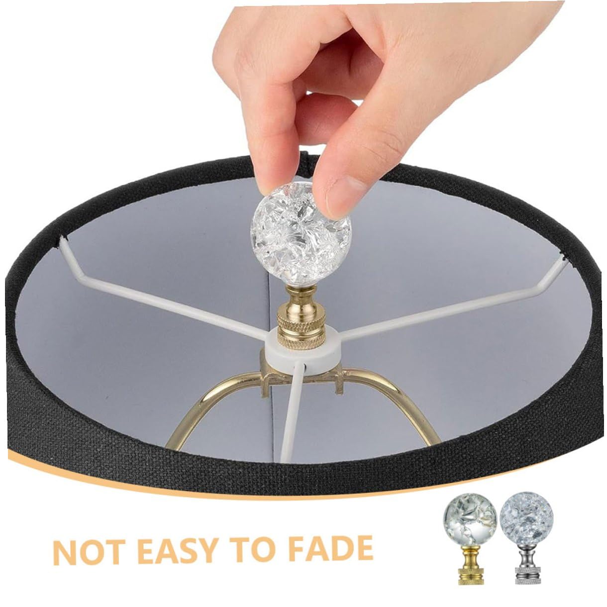 GARVALON 2 Stück Dekorative Lampenaufsätze aus Metall Glas Kristall Kugel Lampenkappen für Tisch Stehlampen Warm Leuchtend Langlebig und Einfach Montierbar