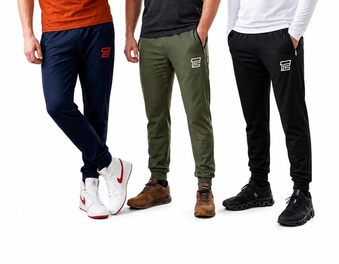 Mens Jogger Pants 3 Piece Combo Navy Blue Military Green Black-picture-30