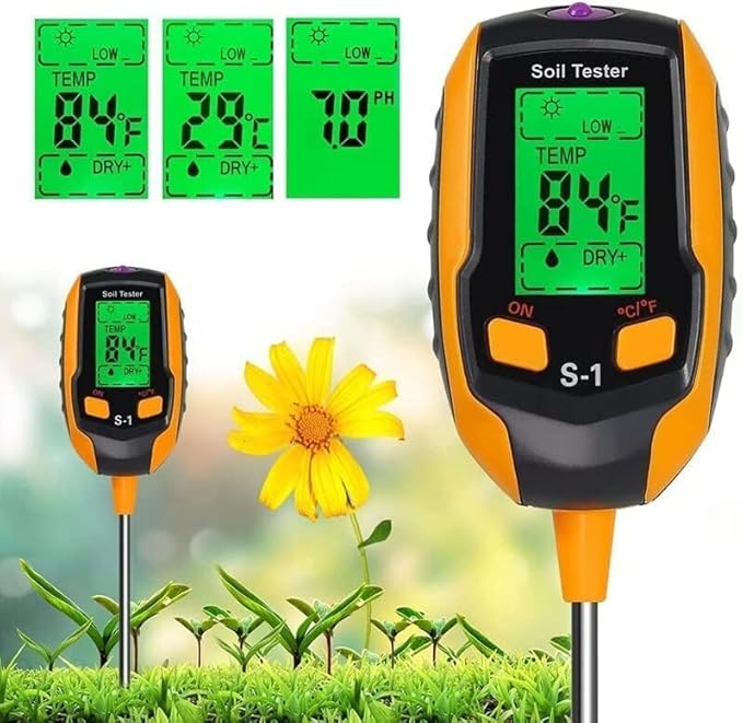 Soil Moisture Meter, 4in1 Soil PH Meter, Soil Tester, Digital Soil PH