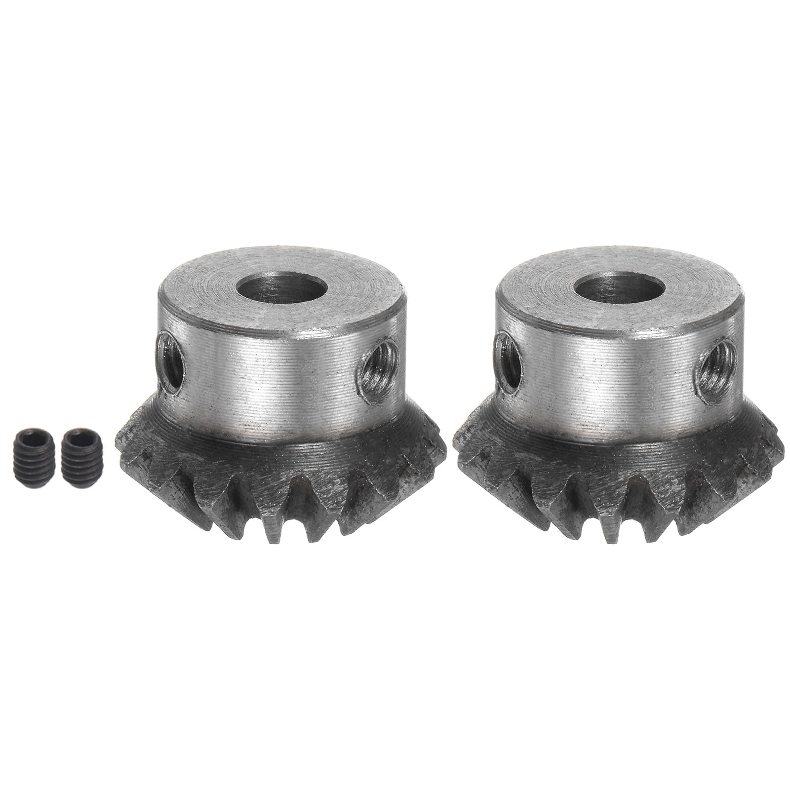 HARFINGTON 2pcs Bevel Gear 1M 16 Teeth 6mm Shaft Hole 1:1 Tapered Bevel Pinion Gear 45# Steel 1.5 Module 90 Degree Steering Gear, for Hardware Mechanical Rotation