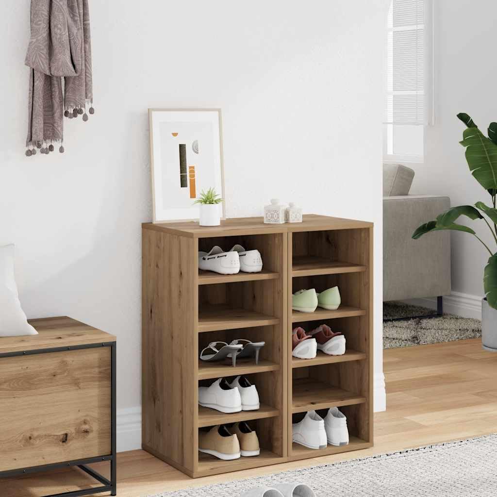 Szafa na buty 2 sztuki kompozytowe drewno 32x35x70 cm dąb rzemieślnik