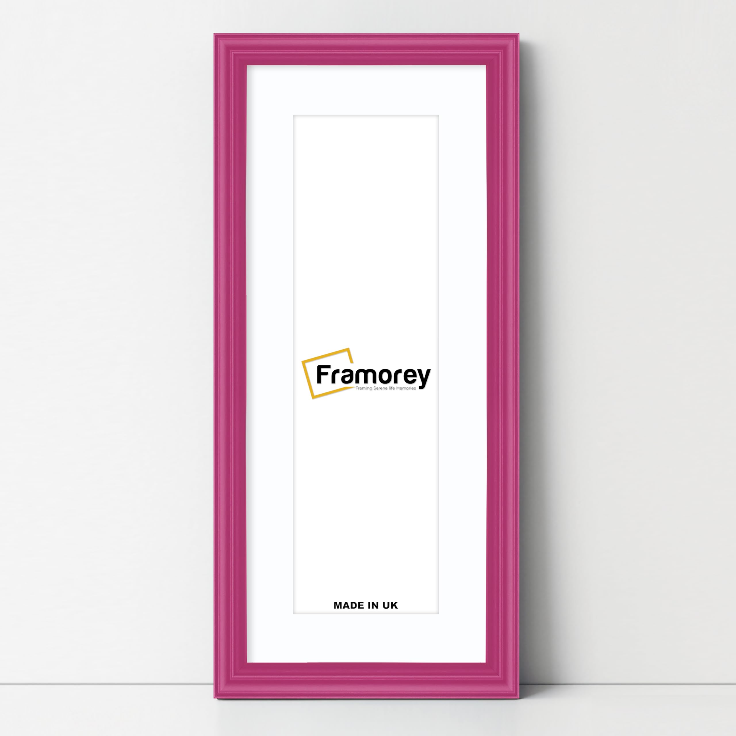 Framorey Framing Serene Life Memories Pink With White Mount Framorey Panoramic Style Antique Lw Picture Frame, 20X13" Pink Photo Frame With 16X9" White Mount Wall Art Poster Frame, Modern Photo Frames, Home Décor Frames