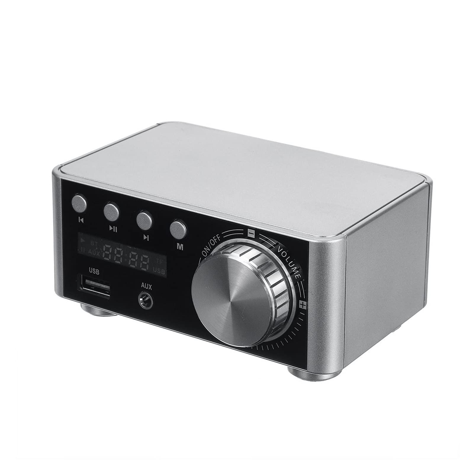 100W Audio HiFi Bluetooth 5.0 Classe Power Classe D Amplificatore TPA3116 Digital Amp Home Audio Auto Marine USB AUX IN. Mini audio.(Silver AMP,No)