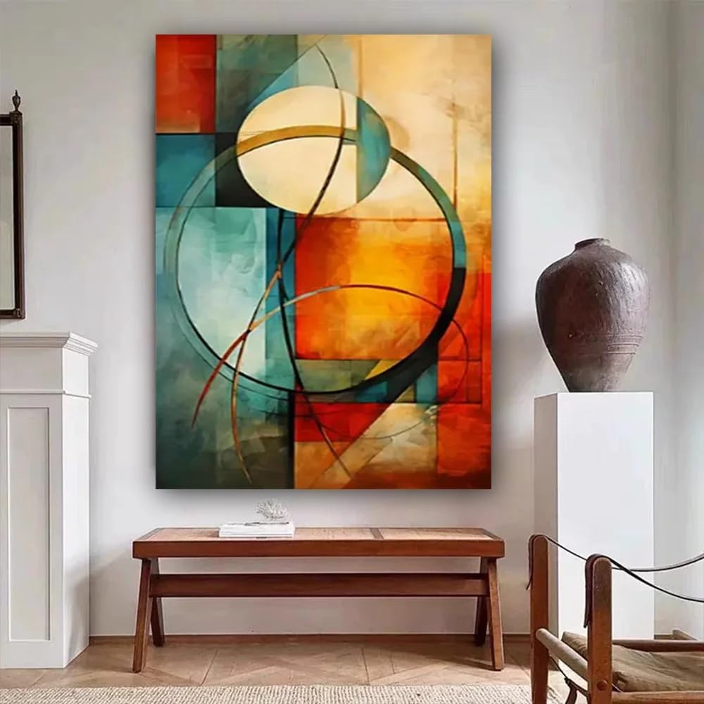 LMYSXAOZ Prints On Canvas Painting Geometry Diagram Abstract Oil Wall Home Living Room Office Interior Decoration(70x110cm/Frameless)