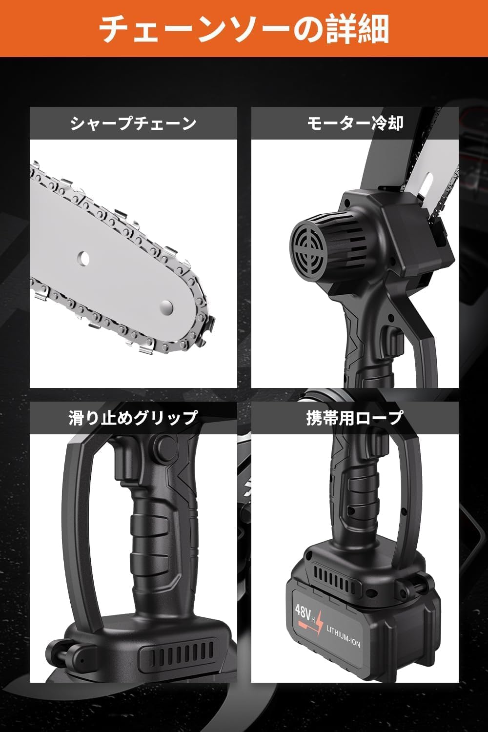 Leymibor チェーンソー 充電式 電動ノコギリ 電動チェーンソー 替刃付き バッテリー2個搭載 小型【薪割り/薪作り/枝切り/庭木の剪定】ハンディ ミニ電動のこぎり 家庭用 木工切断 園芸設備 収納箱付き 日本語説明書 (ブラック) Amazon | Leymibor チェーンソー 充電式 電動ノコギリ 電動