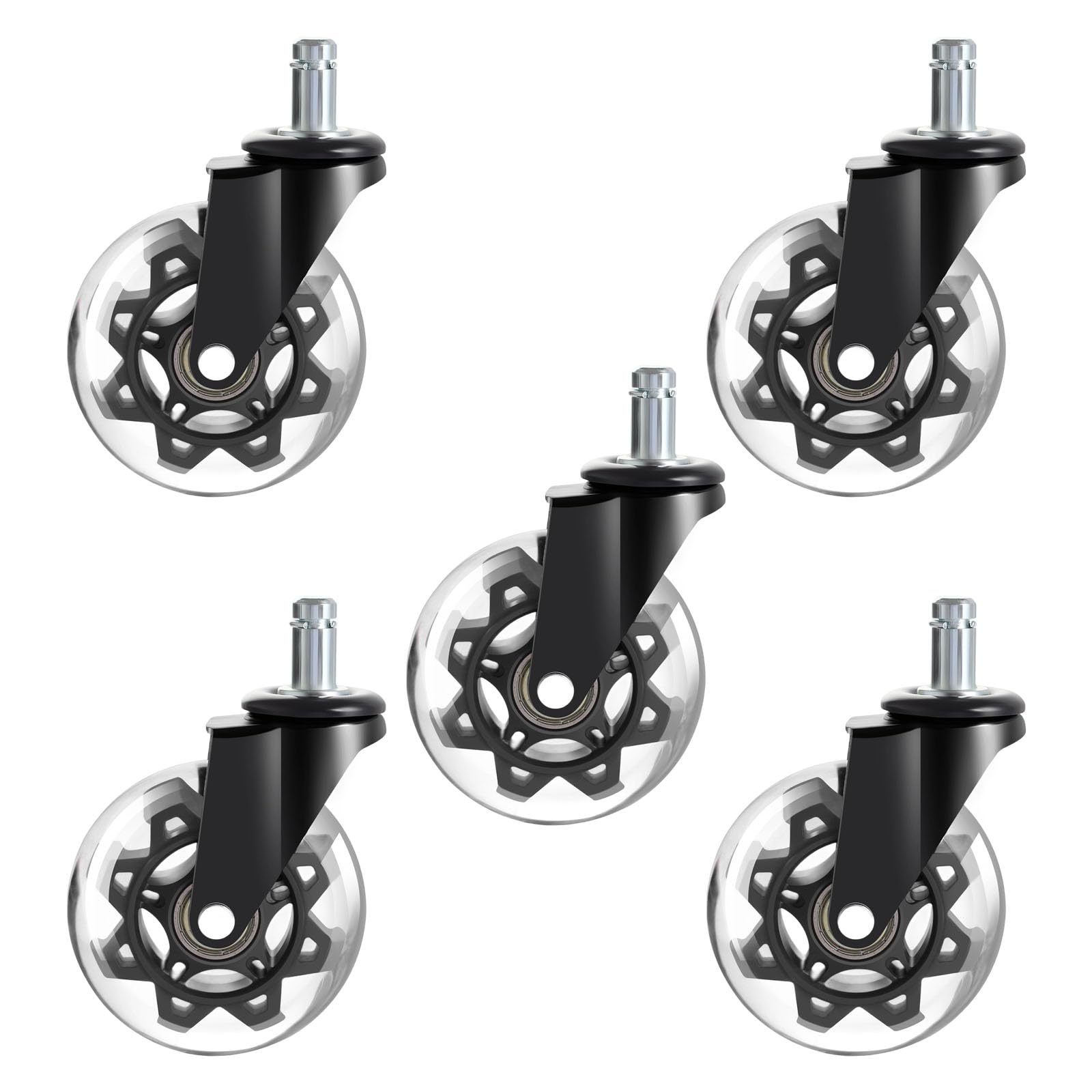 Xjdzineq Polyurethane Chair Casters 3 Inch Noiseless Gliding for Rolling Chairs and Ergonomic Furniture Omnidirectional Chair Casters