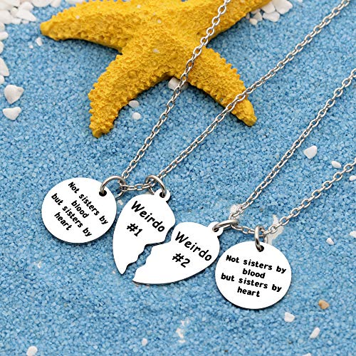 Best Friends Necklace Gift,2pcs Heart Pendant Adjustable Long Necklace"Side by side or miles apart best friends are always close at heart"Friendship Jewelry4