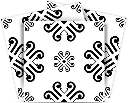 Miniatura 3 de Mi Alma calcomanías para azulejos en blanco y negro para despegar y pegar calcomanías de azulejos, 24 unidades, para azulejos de baño y cocina,