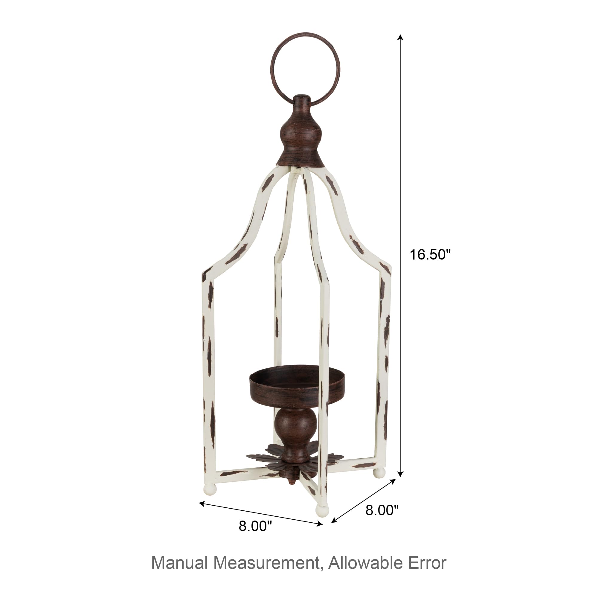glitzhome Lanterne décorative à suspendre en métal Blanc 42 cm