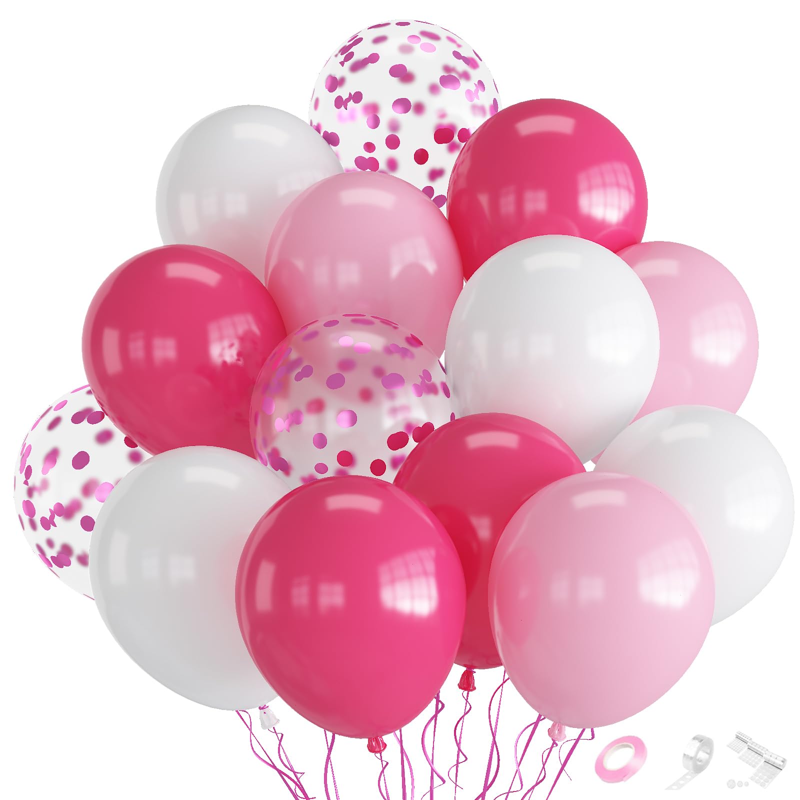 Pink and White Balloons, 70-pack Pink Balloons for Birthday Wedding