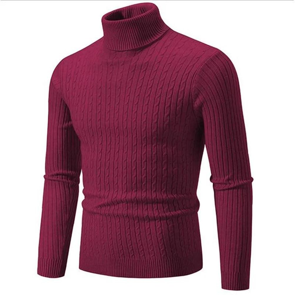 Suéter de cuello alto para hombre, color liso, informal, de punto, sencillo
