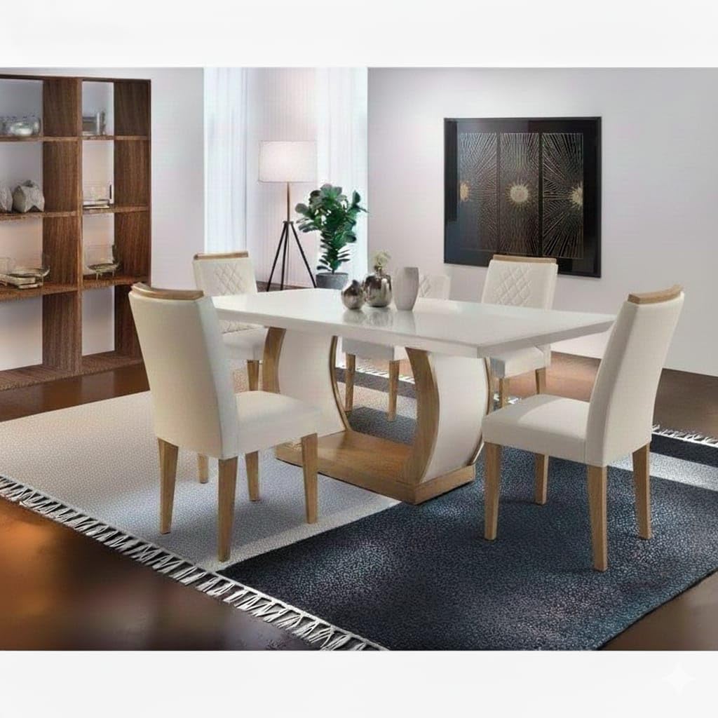Modern Dining Table with Unique Apple-Shaped Base & Soft-Edge Marble Top. (6, 4 Seater)-image-39