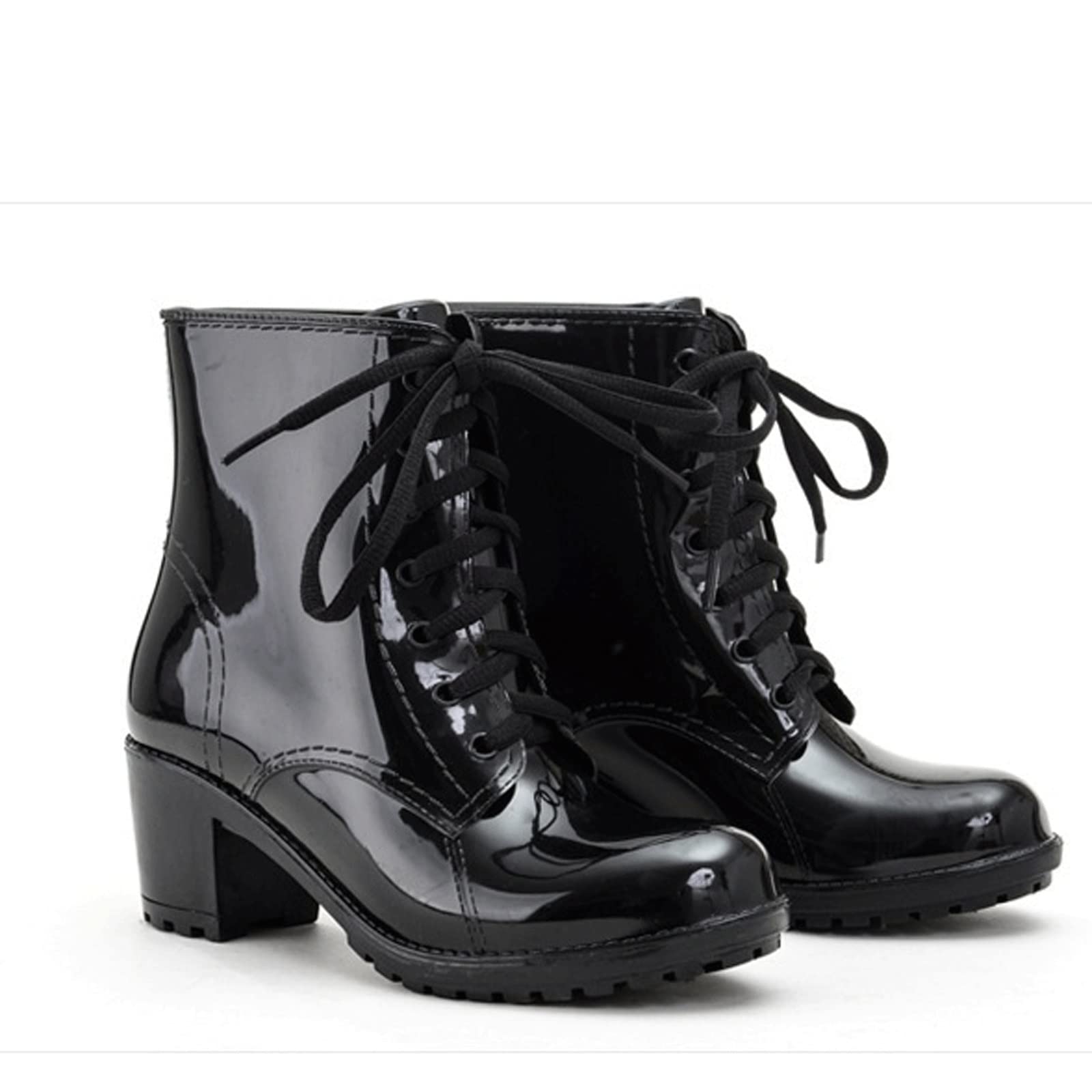 ブーツ 熟女 Amazon.co.jp: Wpengpe 雨靴 レディース, 女性のレインブーツ熟女レールアップ防水レディスシューズハイヒールキャンディーカラー足首屋外 (Color : Black, Shoe Size : US5.5) : ファッション