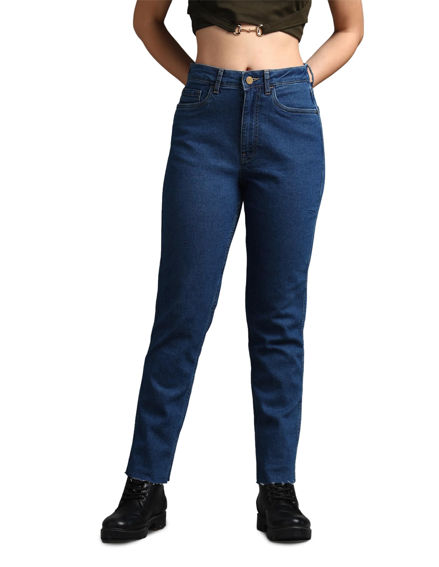 flying machine Women's Straight Fit Jeans| Solid | High Rise | Stretchable | Jeans for Woman-picture-35