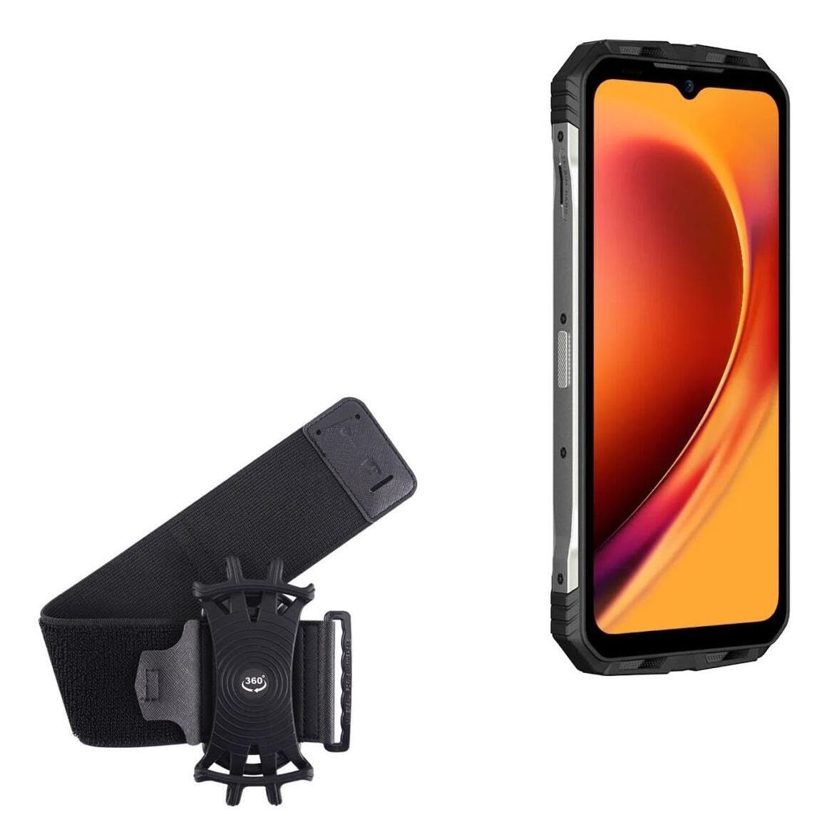 BoxWave Holster Compatible with Doogee V Max - ActiveStretch Sport Armband, Adjustable Armband for Workout and Running - Jet Black