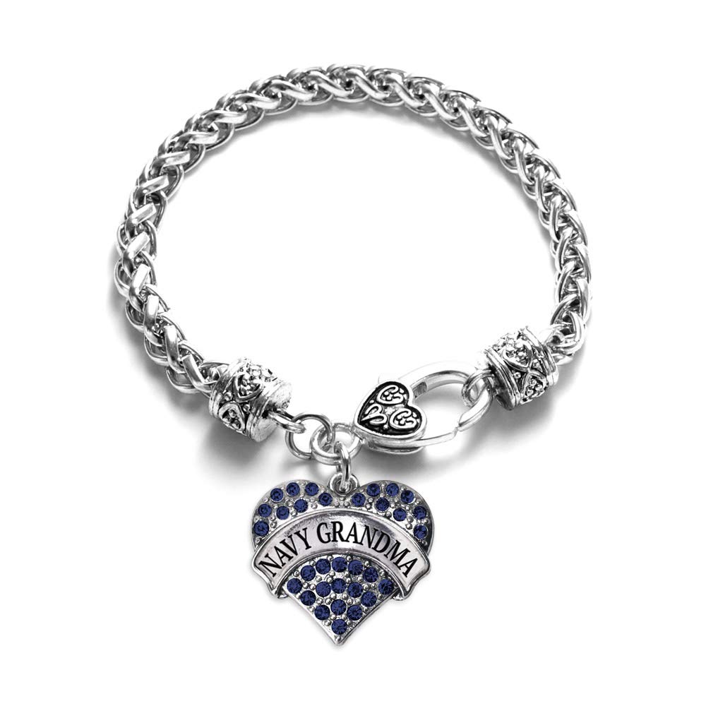 Inspired Silver - Silver Pave Heart Charm Bracelet with Cubic Zirconia Jewelry