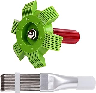 Henniu Conjunto de escova e pente para limpeza de aletas de ar condicionado, condensador, 2 peças, limpador de aletas, alisador de aletas, kit de limpeza de bobinas de geladeira, ferramenta de limpeza