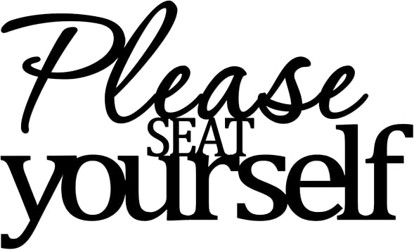 Please Seat Yourself Bathroom Sign Rustic Cute Modern Metal Wall Art for Bathroom Wall Decor - Black