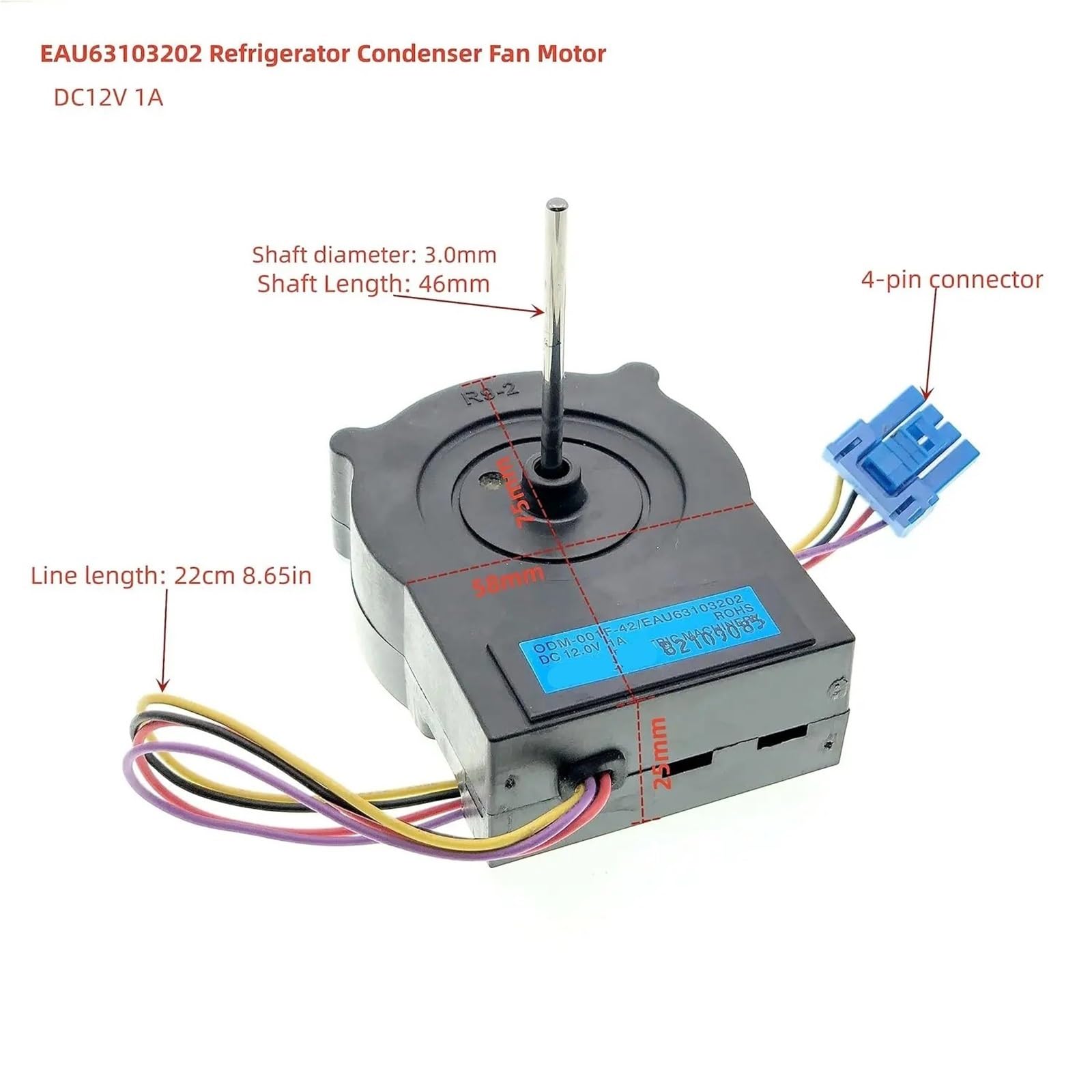 Motor Del Ventilador Del Condensador Del Refrigerador EAU63103202, Compatible Con LG, Compatible Con Kenmore, Reemplazo Del Congelador 4509124 AP6317189 PS12080242 EAP12080242