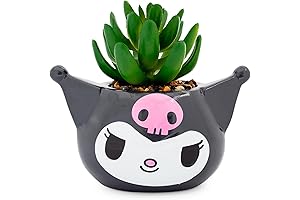 Sanrio Kuromi Smiling Head Mini Planter With Artificial Succulent