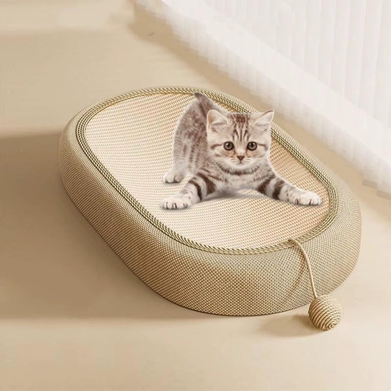 Griffoir pour chat résistant à l'usure avec lit de couchage et jouet interactif L