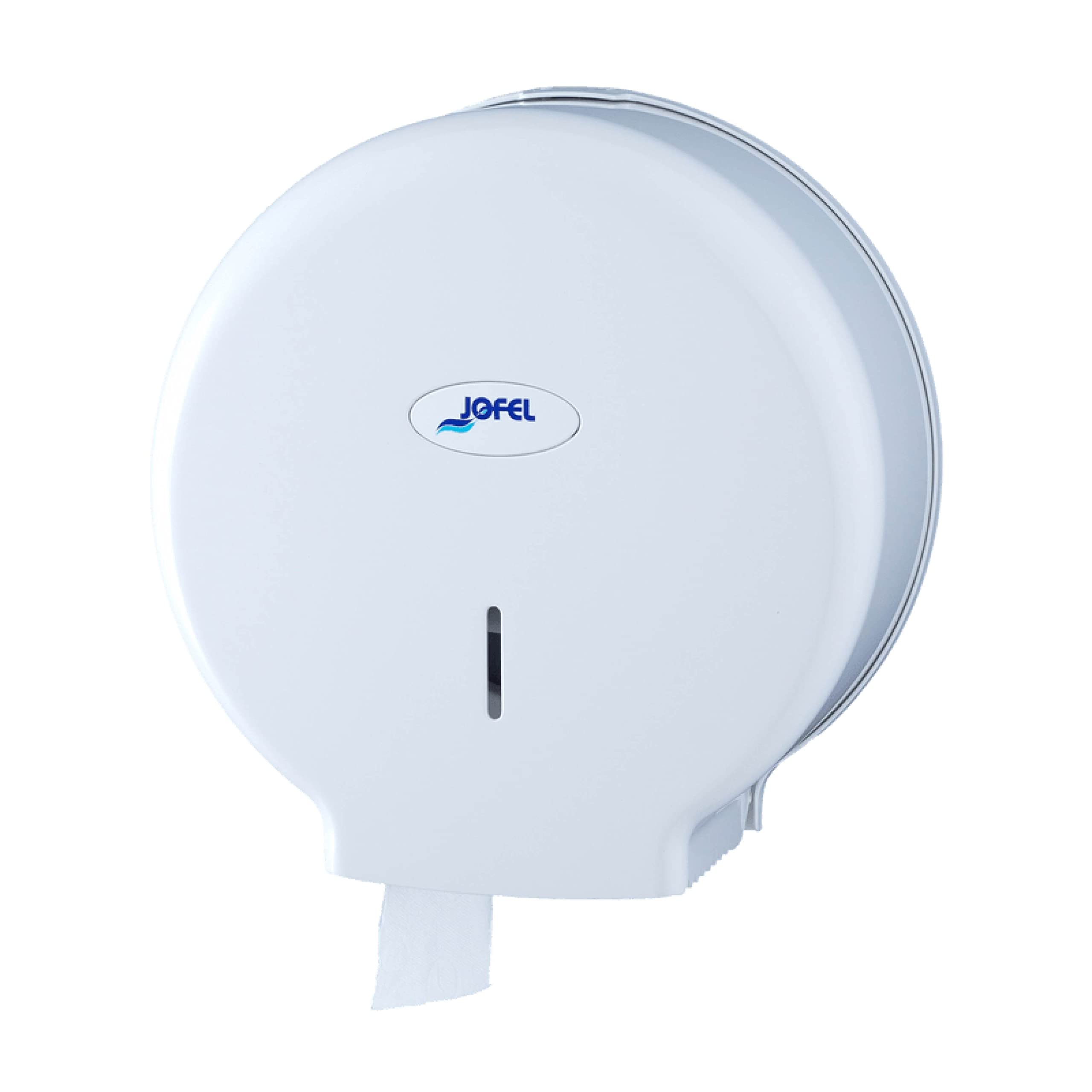 Jofel - Grand distributeur industriel de rouleaux de papier toilette, papier 400m, diamètre 260mm, mandrin 45-55mm, Idéal pour les toilettes publiques, Boîtier ABS haute qualité, Valor AE77000 Blanc