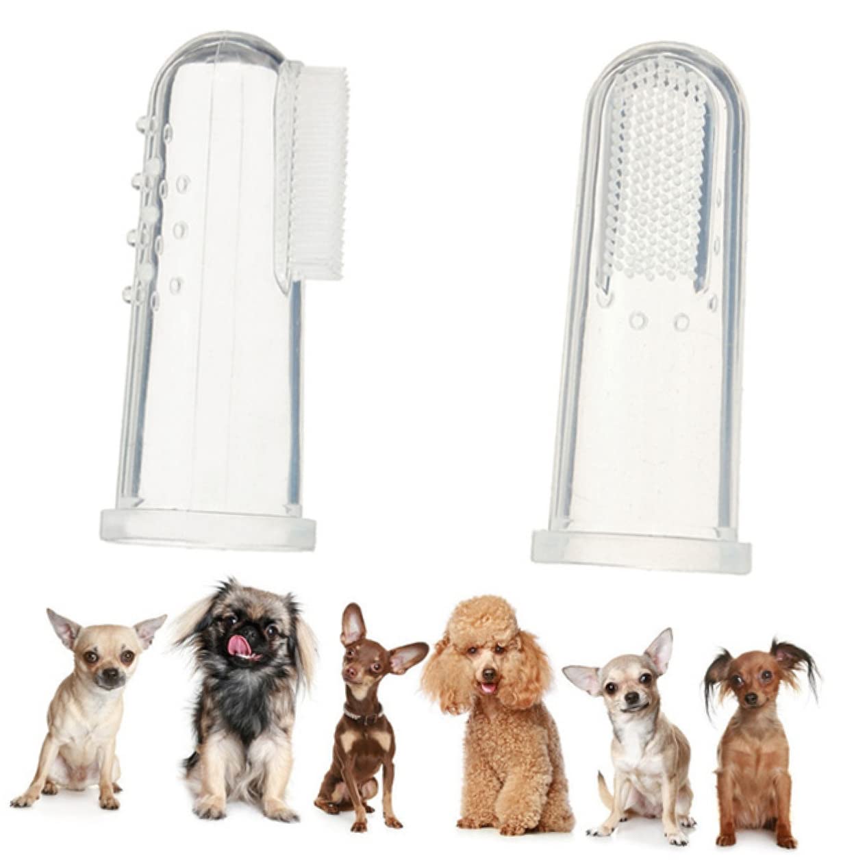 Brosse à Doigts pour Animaux en Silicone 4 Pièces pour Brossage | Doigts Gantelet, Masse les Gencives, pour Chaton et Autres Animaux Domestiques