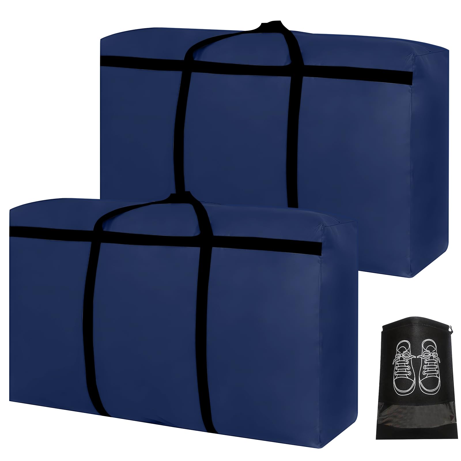 2Pcs 180L Extra Large Storage Bags Heavy Duty 600D Oxford Moving Bags Extra Large Strong Waterproof Under Bed Storage Thickened Bedding Storage Bags for Clothes Duvets Pillows Traveling Moving - Blue