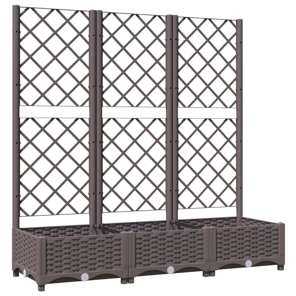 Vidaxl Garden Planter With Trellis Pp Outdoor Raised Bed Flower Box Brown