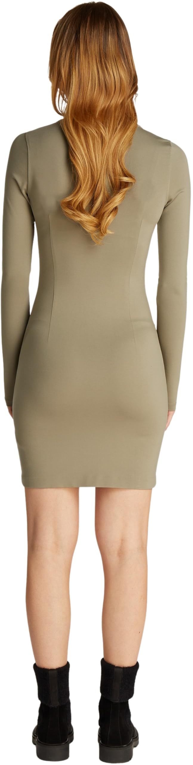 Calvin Klein Damen Kleid Logo Elastic Milano Langarm