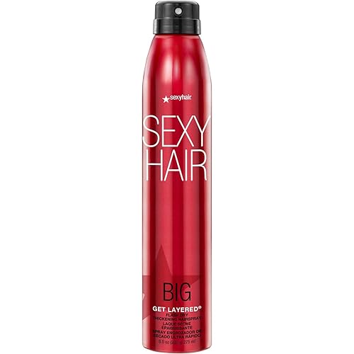 SexyHair Big Get - Laca para el cabello espesante en capas, 8 onzas, textura construible, volumen y brillo, hasta 72 horas de resistencia a la