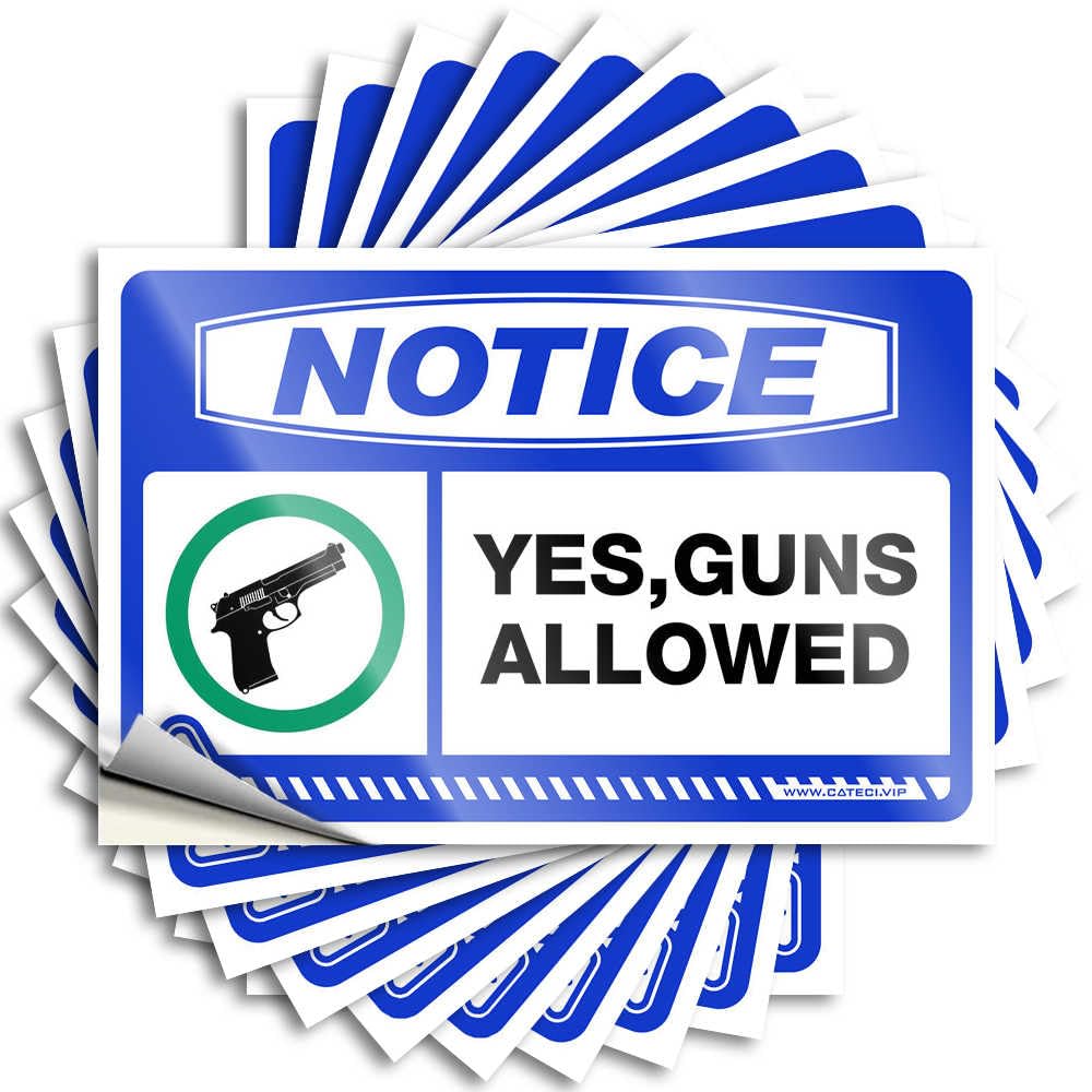 Fzfn Colour Notice Yes Guns Allowed Happy Quote | Tiki Waterproof Vinyl Window Alcohol Removable Decal Peel Stick(8X12cm)