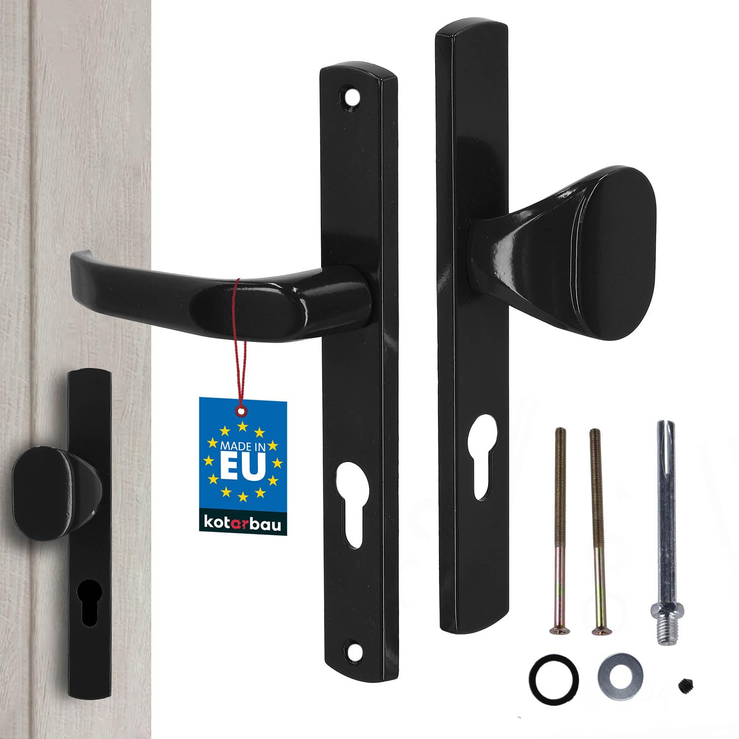 KOTARBAU® Türdrücker-Türknauf Satz 72 mm Langschild Schwarz Profilzylinder für Türen Tore Pforten