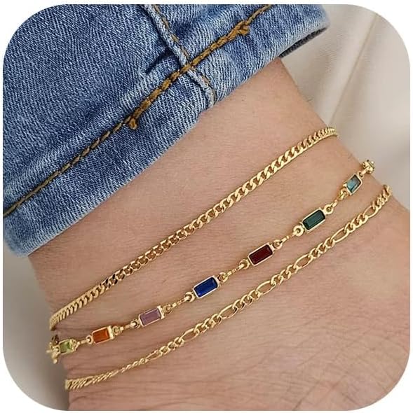 Ankle Bracelets for Women Girls Gold Stackable Anklets,14k Gold Plated Waterproof Layered Beads Herringbone Cuba Paper Clip Chain Figaro Link Anklets Set for Girls Jewelry Gifts Adjustable Size Ankle Bracelets for Women Girls Gold Stackable Anklets,14k Gold Plated Waterproof Layered Beads Herringbone Cuba Paper Clip Chain Figaro Link Anklets Set for Girls Jewelry Gifts Adjustable Size
