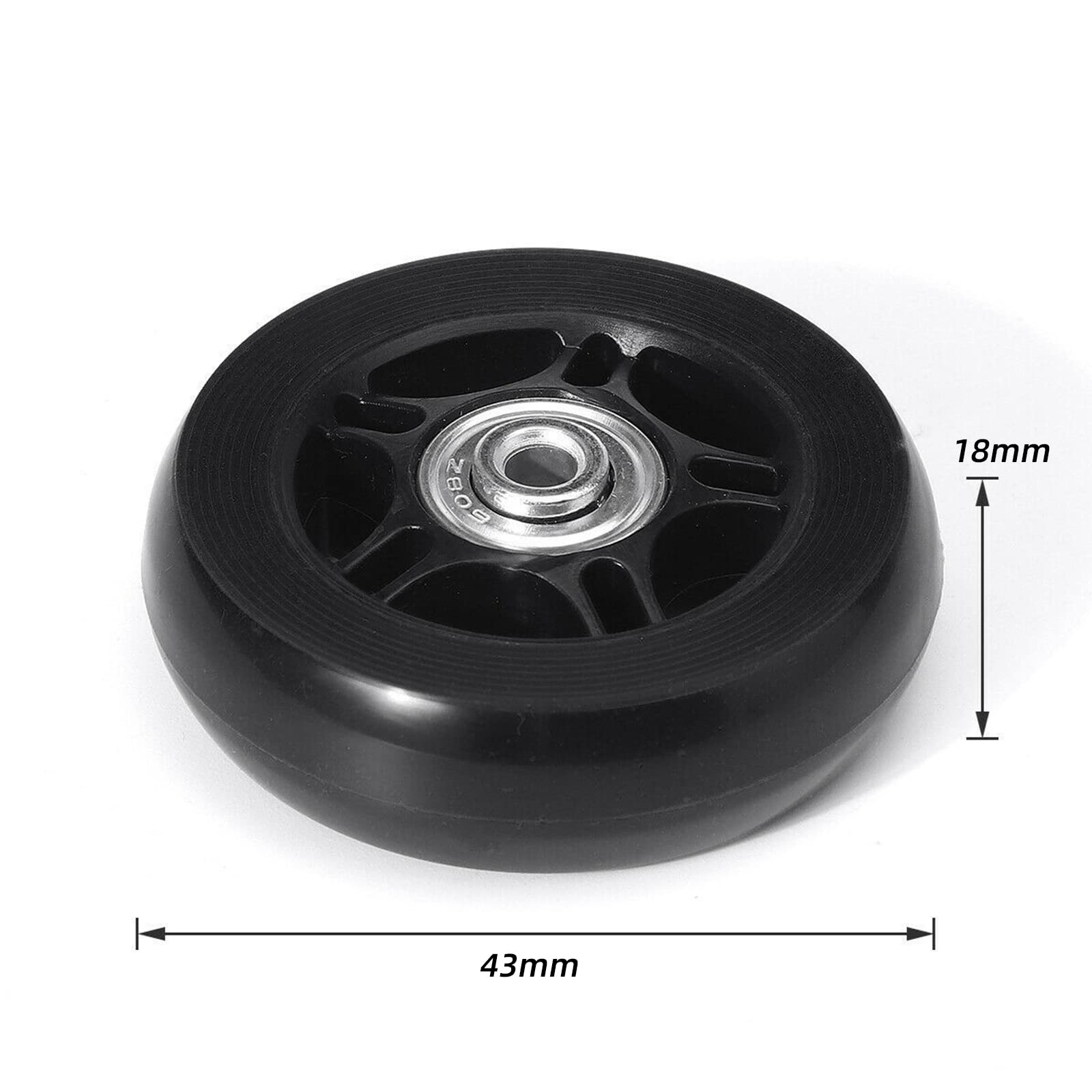 KUEZCVYA Kofferwielen, reservewielen met assen, moersleutel, reparatiepaar, mute reservewielen voor koffer, bagagewagen (43 mm x 18 mm