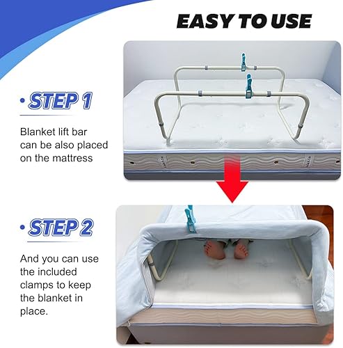 Miniatura 6 de Zelen Levantador de mantas para pies, barra de elevación de sábanas, tienda de campaña para pies, soporte de manta de 26 a 34 pulgadas, dispositivo