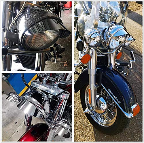 Httmt Mt325-014-Cd(Visor) Chrome 7 Inches Headlight Visor Compatible With Kawasaki Vulcan Vn 1500 1600 Suzuki Intruder Boulevard #TOP5